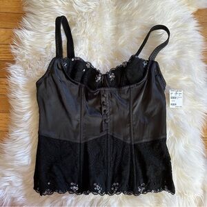 NWT y2k frederick of hollywood vintage black satin sequin corset 36 medium